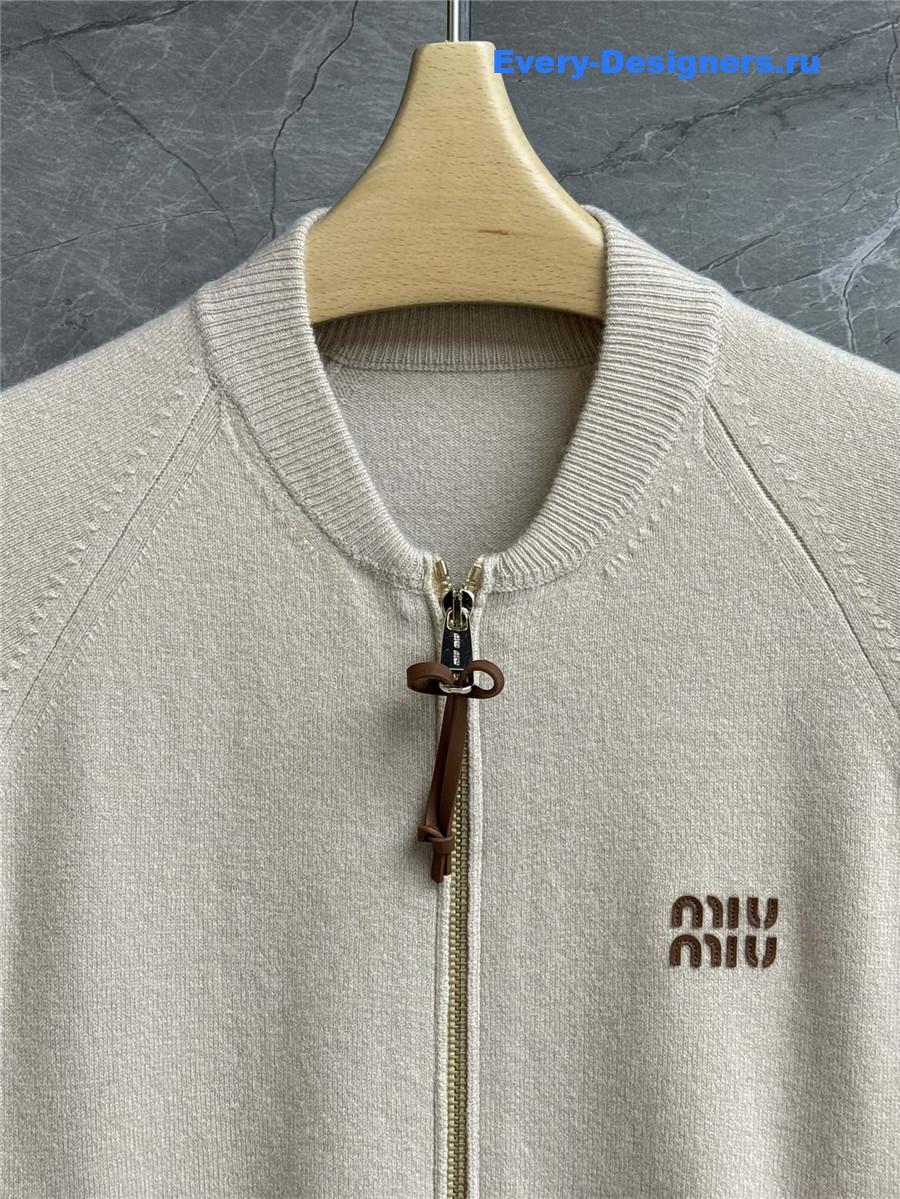 Miu Miu Logo Embroidered Cashmere Cardigan