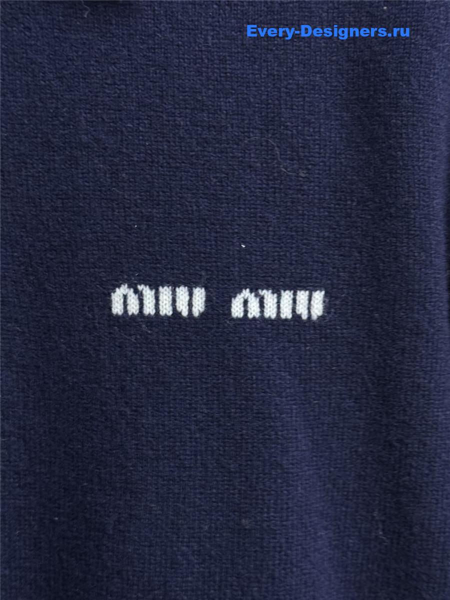 Miu Miu Navy Cashmere Polo Sweater