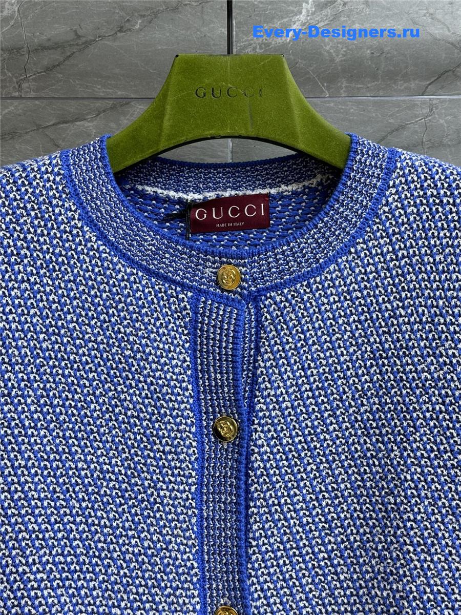 Gvc*1 double g cotton-blend cardigan in blue
