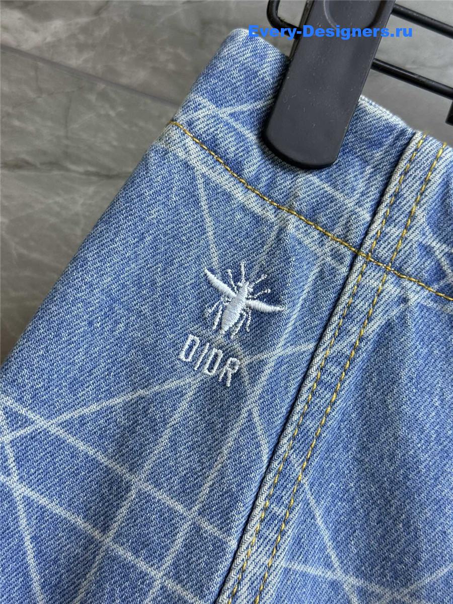 D10r blue check denim skirt
