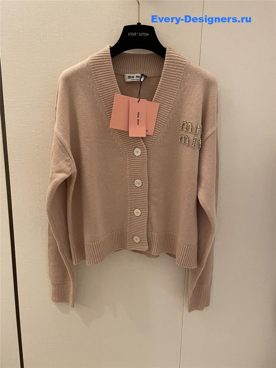 Miu Miu Beaded Crystal Cashmere Cardigan