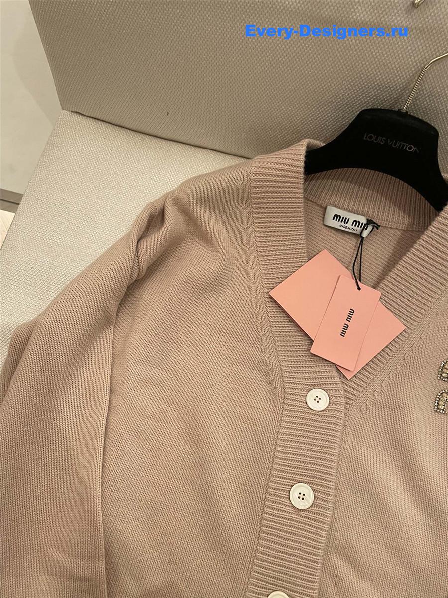 Miu Miu Beaded Crystal Cashmere Cardigan