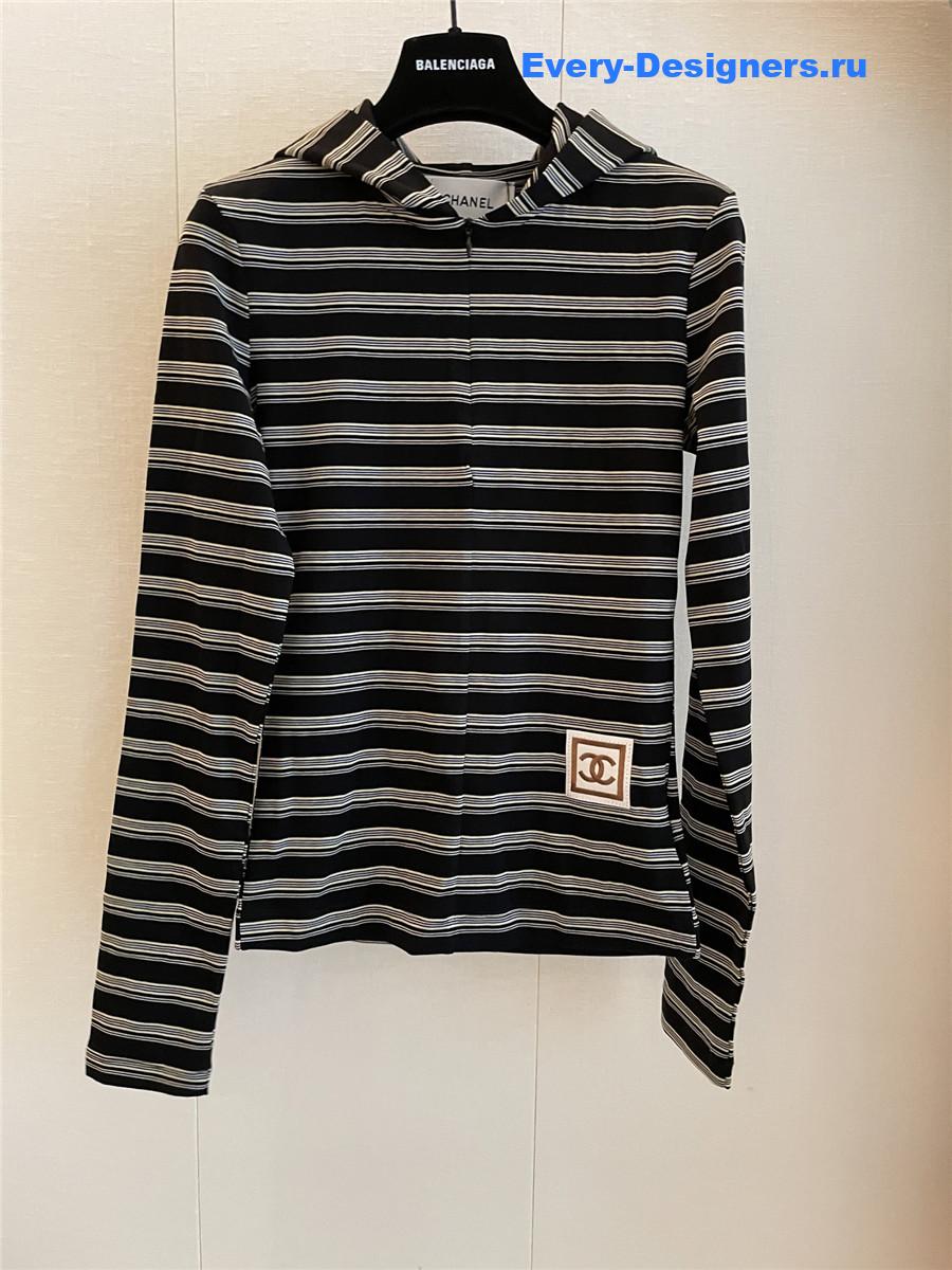 Ch**el hooded striped long sleeve shirt