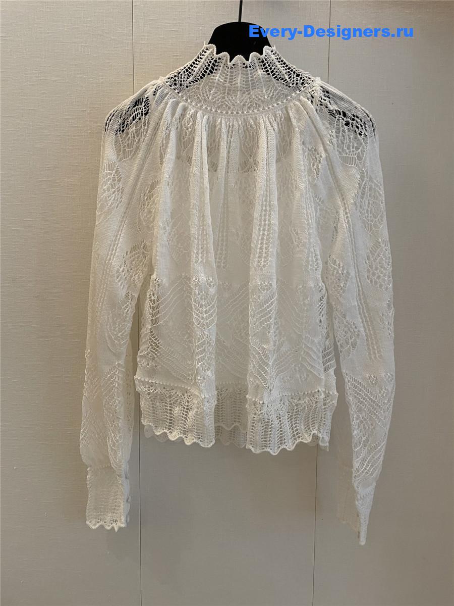 D10r white hollow lace top