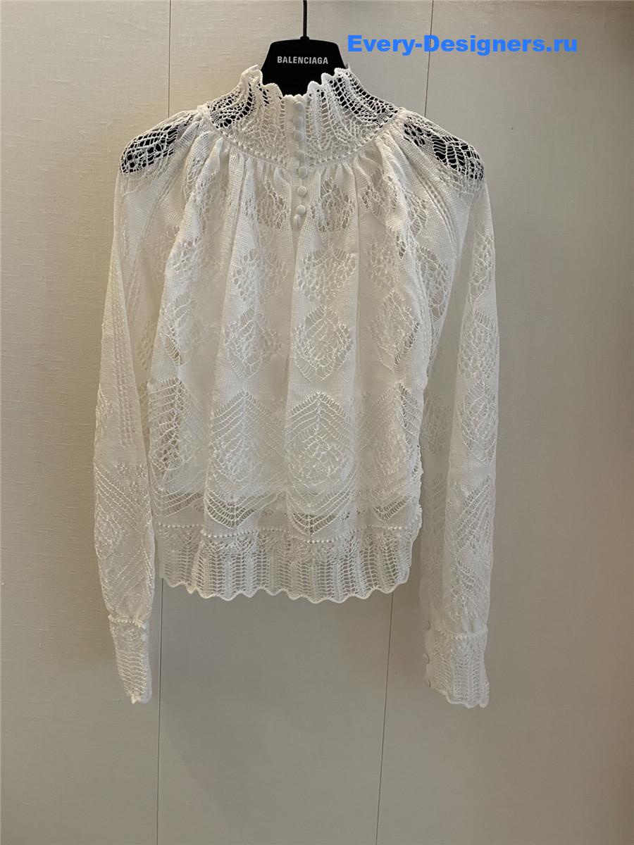 D10r white hollow lace top