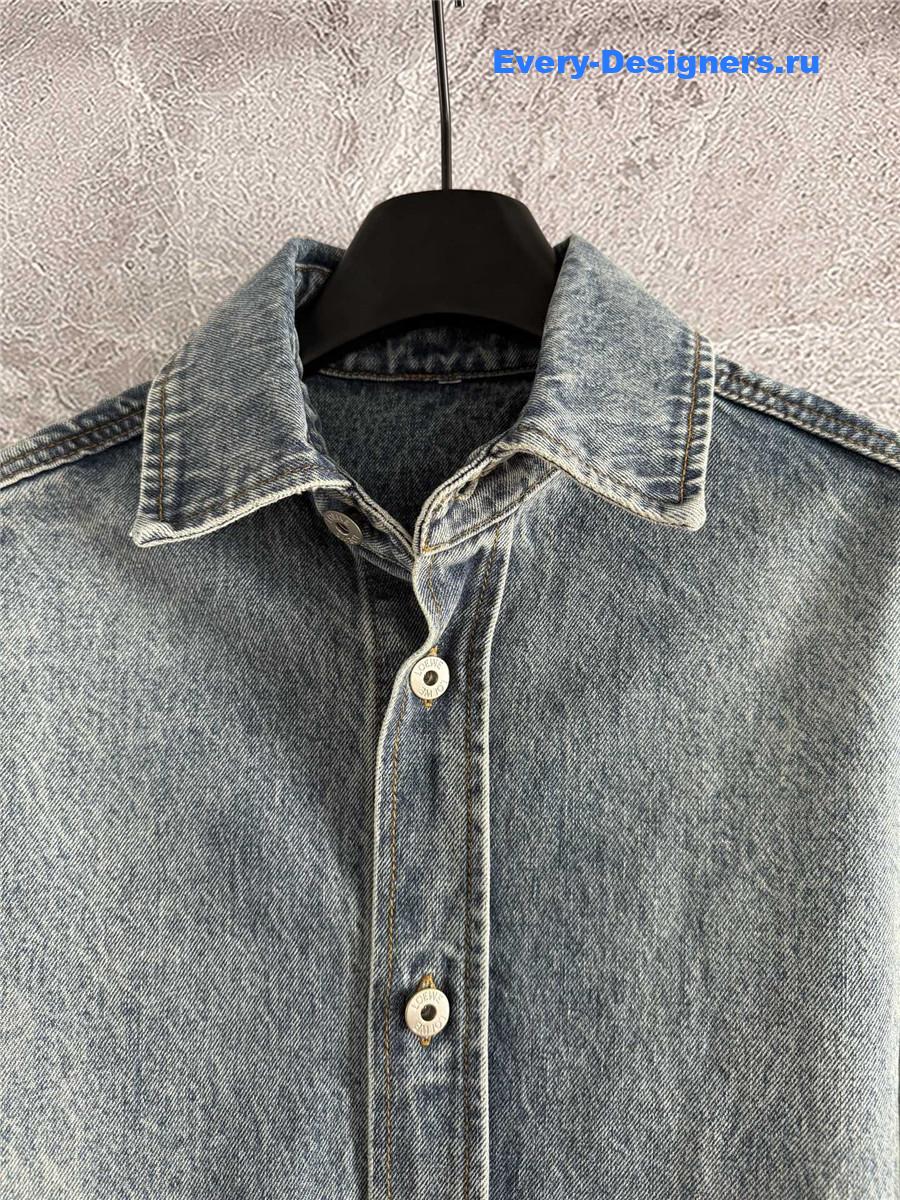 L0ew* anagram denim overshirt blue