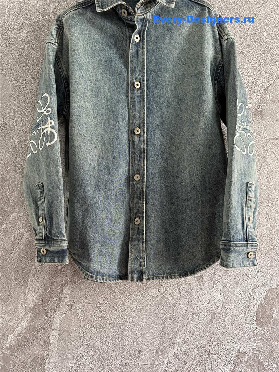 L0ew* anagram denim overshirt blue
