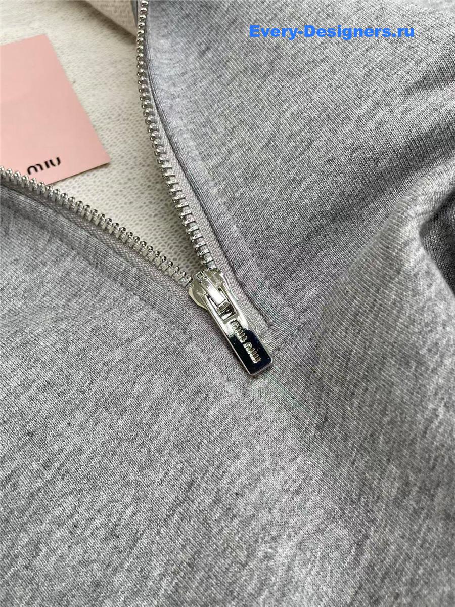 Miu Miu Grey Fleece Zipper Sweatshirt