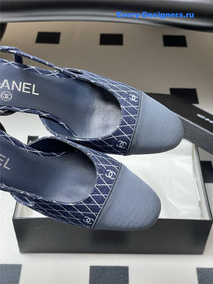 Ch**el dark blue denim heels