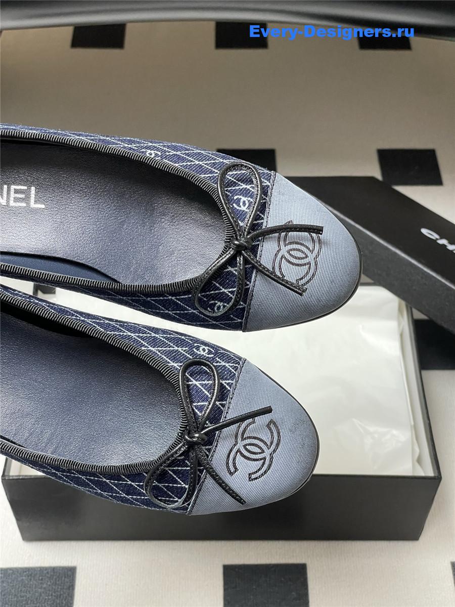 Ch**el navy denim ballet flats