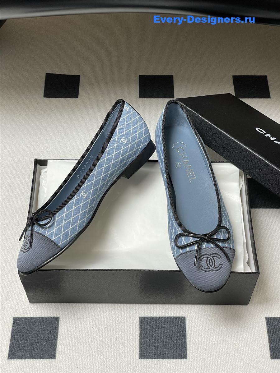 Ch**el light blue denim flats