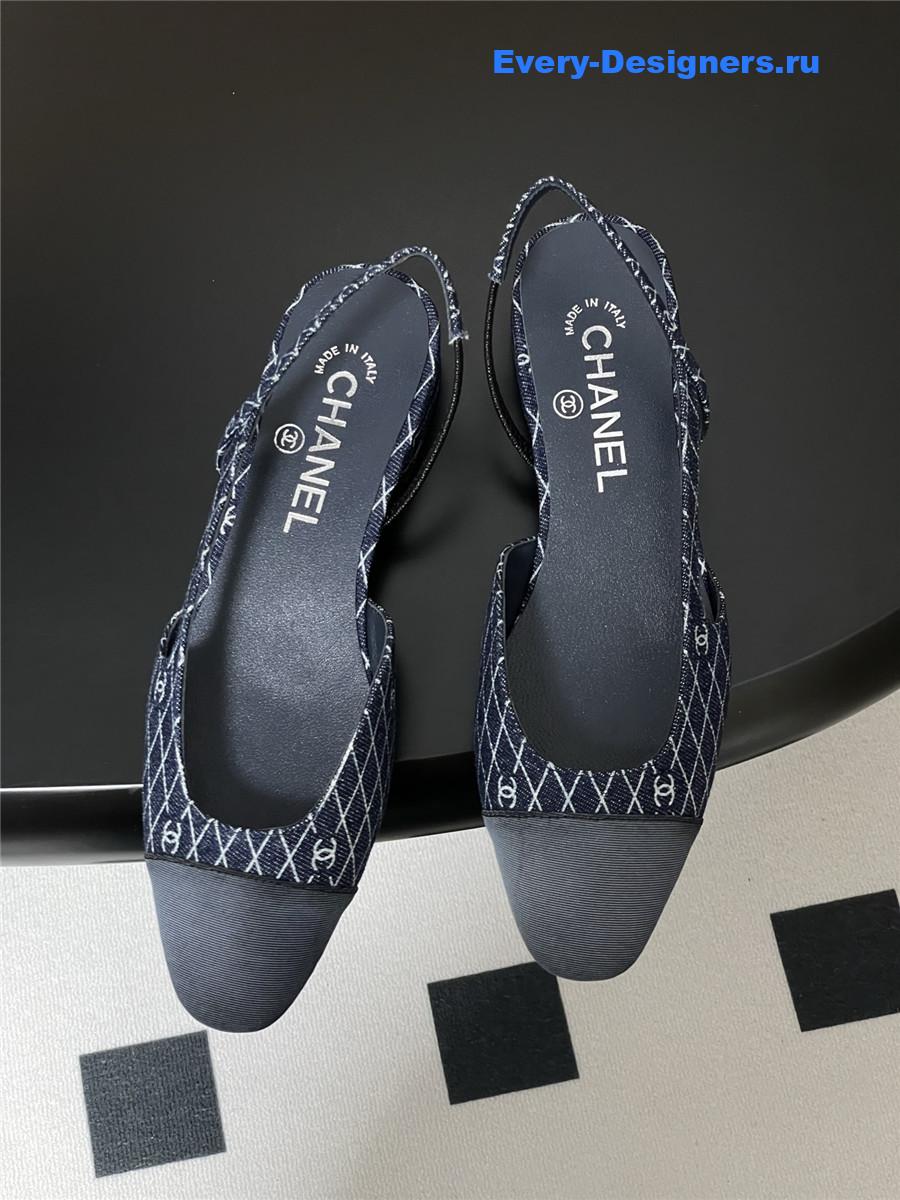 Ch**el denim slingback flats