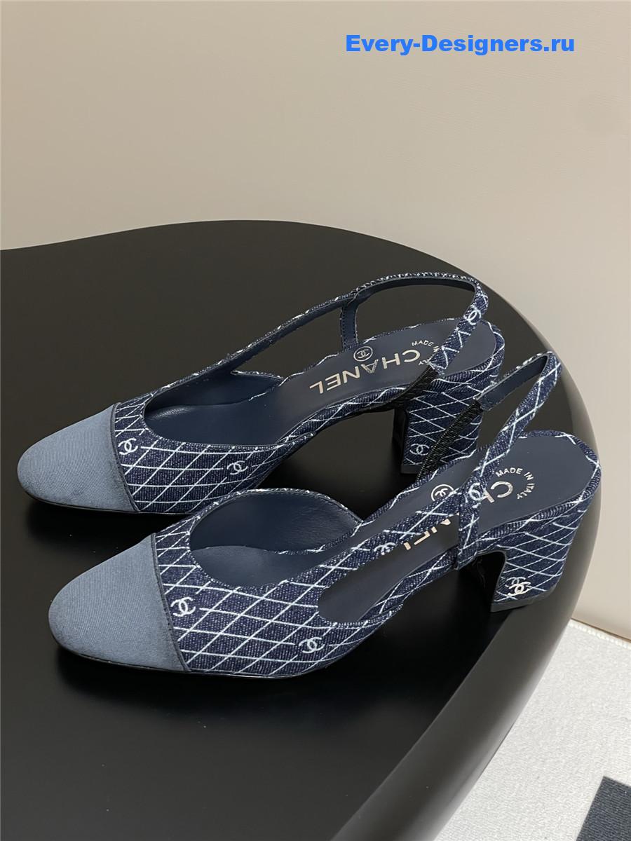 Ch**el dark blue denim heels
