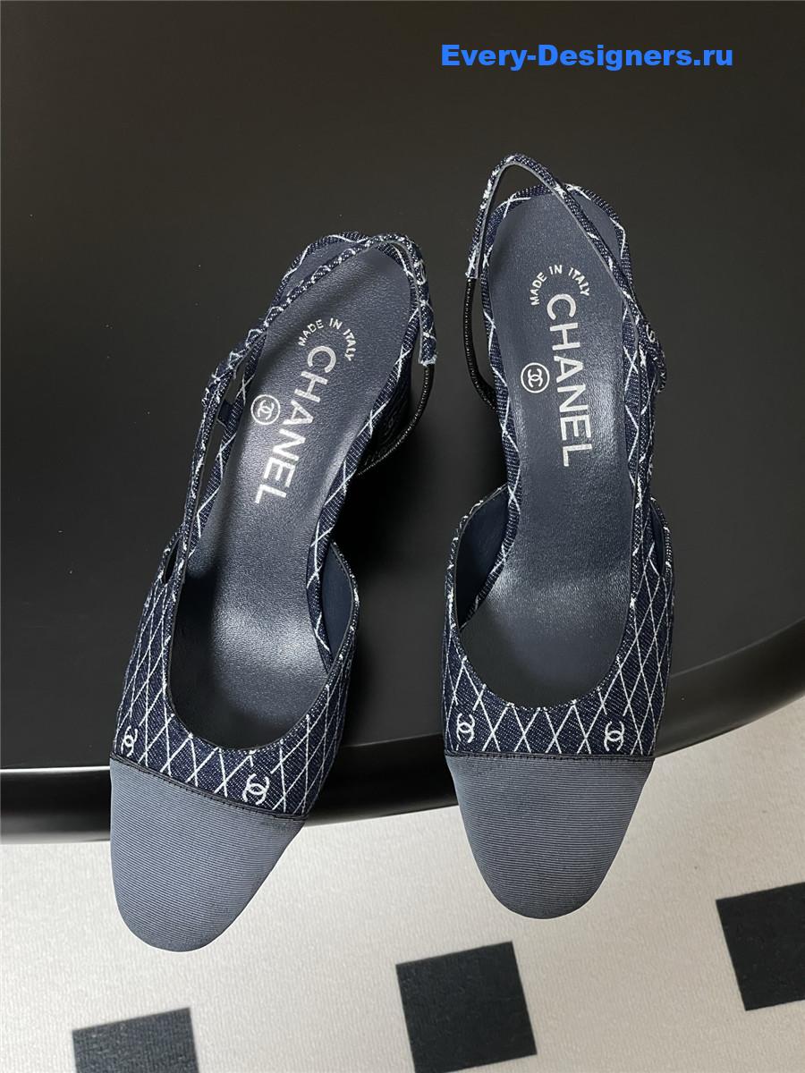 Ch**el dark blue denim heels