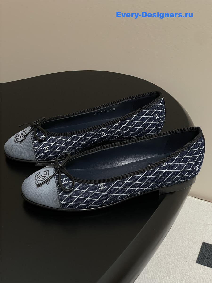Ch**el navy denim ballet flats