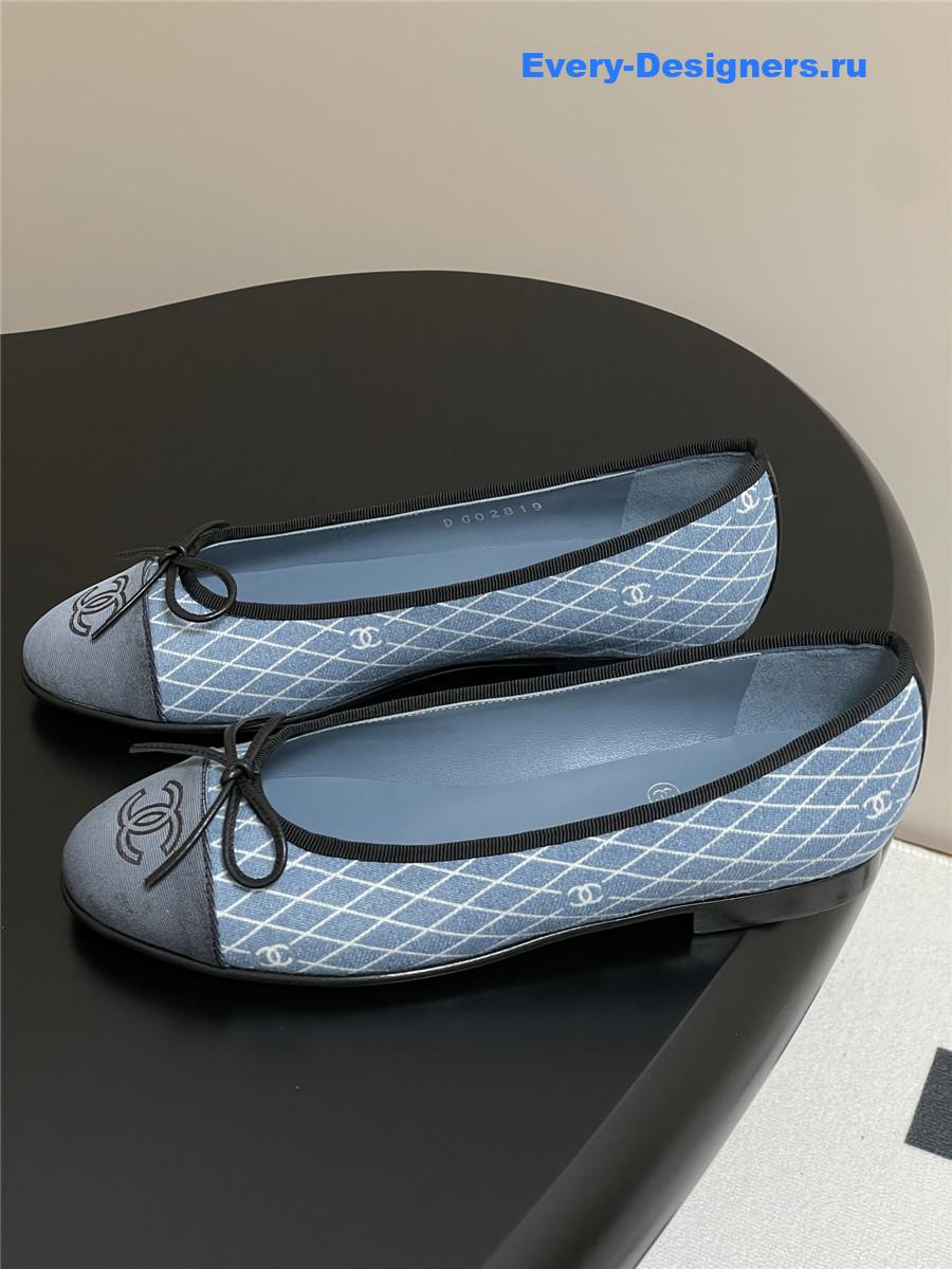 Ch**el light blue denim flats