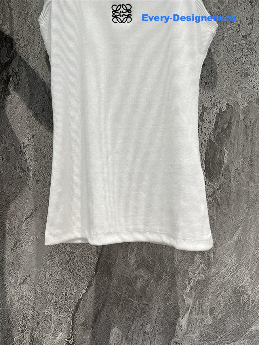 L0ew* embroidered ribbed tank top white