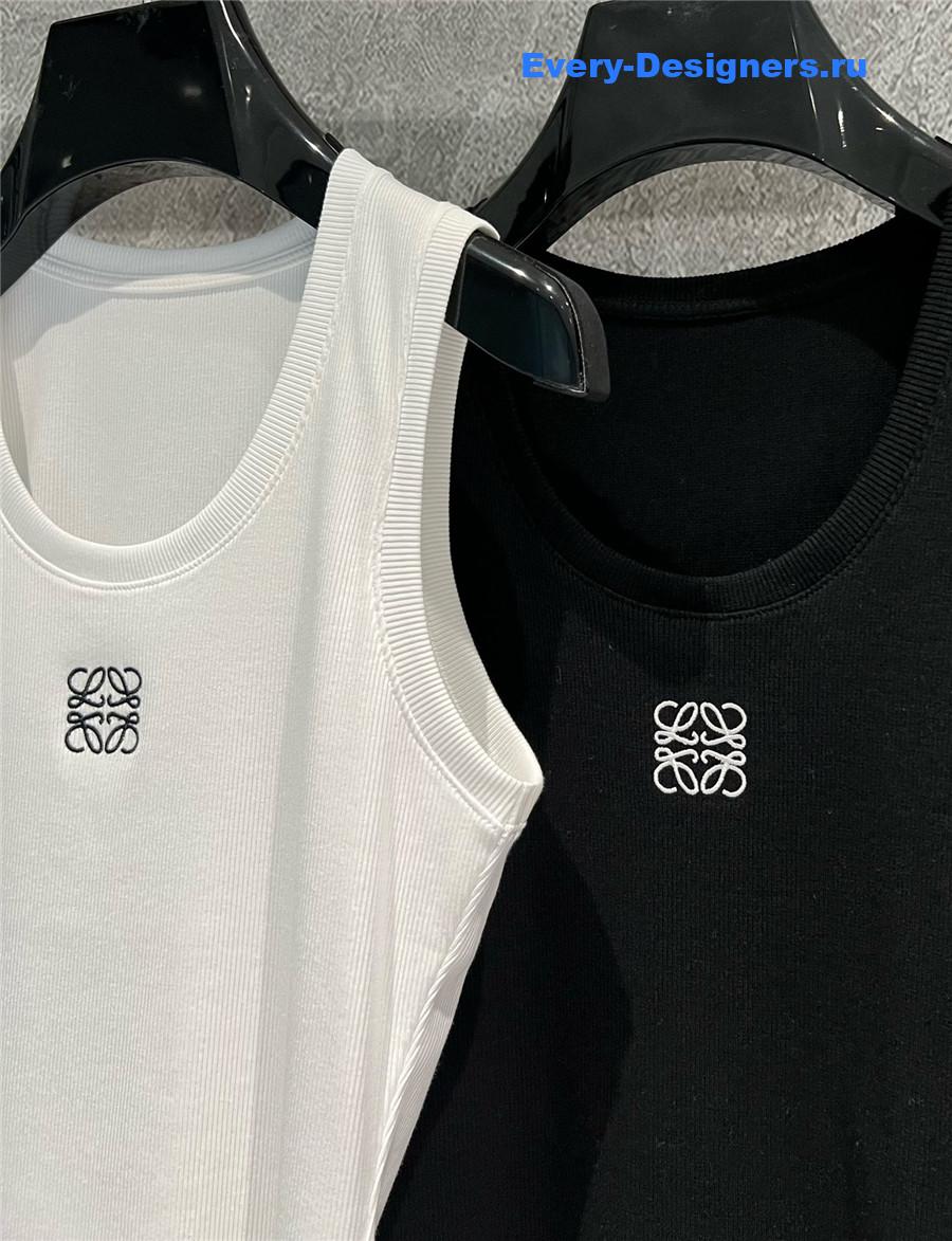 L0ew* embroidered ribbed tank top black