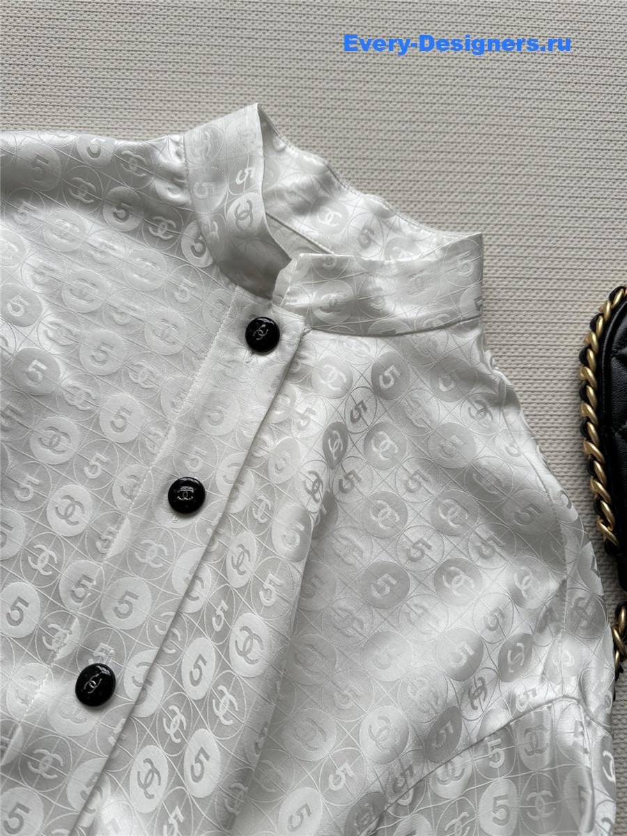 Ch**el stand collar silk shirt