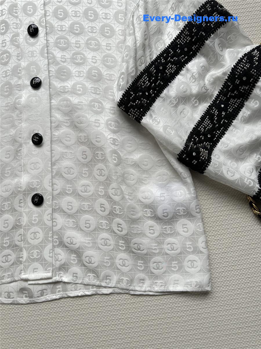 Ch**el stand collar silk shirt