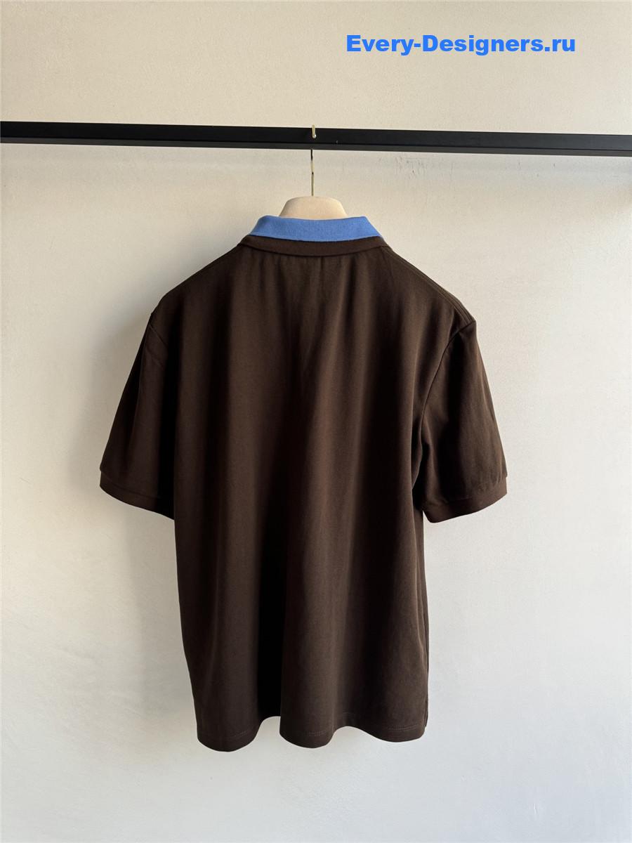 Miu Miu Cocoa/Pervinca Cotton Piqué Polo Shirt