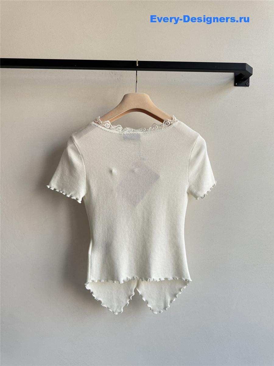Miu Miu Wave Lace Knit Top