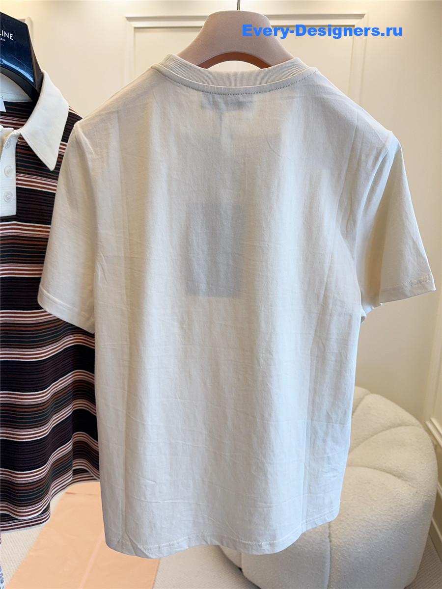 Miu Miu Logo-Embellished Crewneck T-Shirt in White