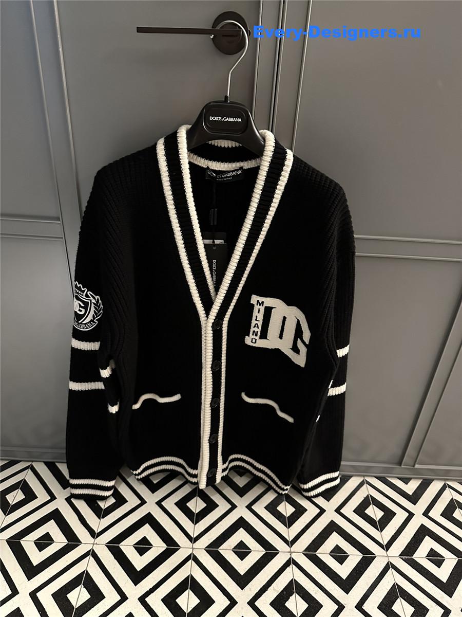 Dolce & Gabbana Black Intarsia-Knit Cardigan