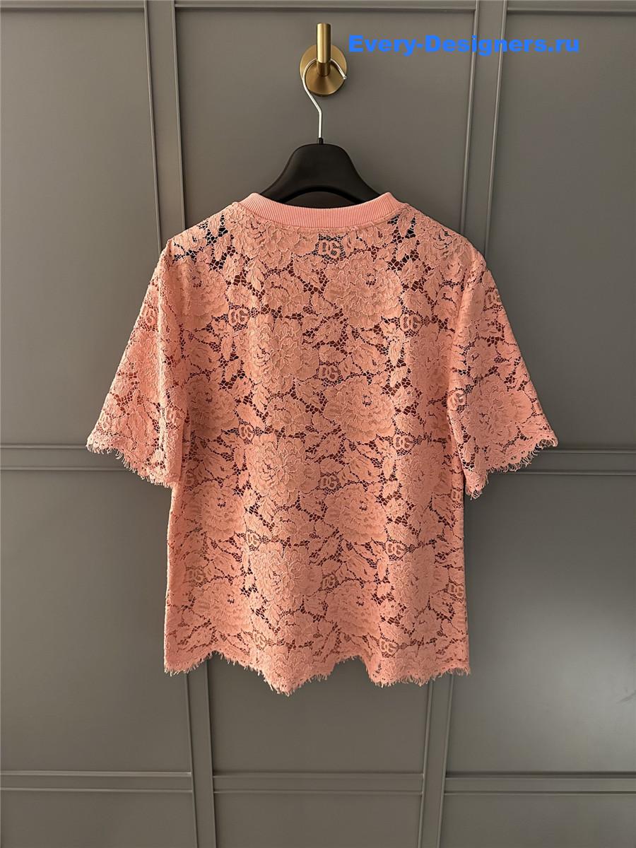 Dolce & Gabbana Pink Lace T-shirt