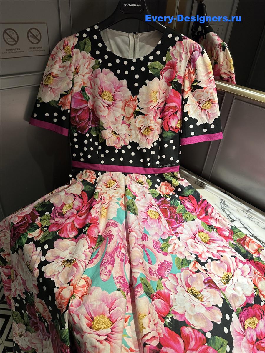 Dolce & Gabbana Printed Poplin Midi Dress