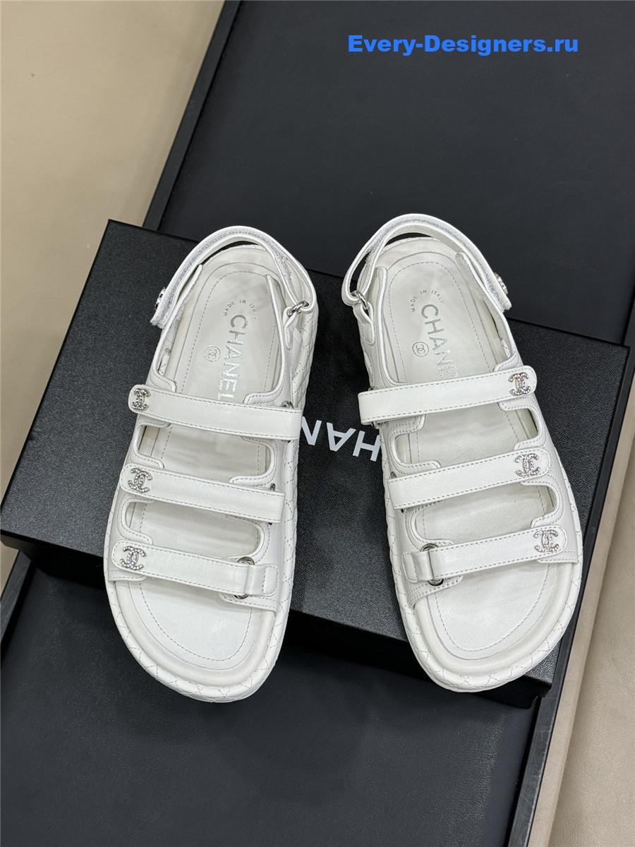 Ch**el white waxed leather sandals