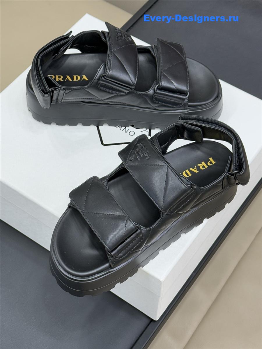 Pra*a black padded nappa leather sandals