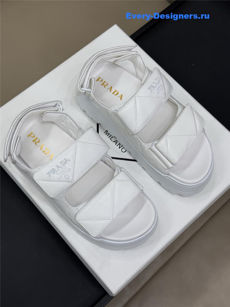 Pra*a white padded nappa leather sandals