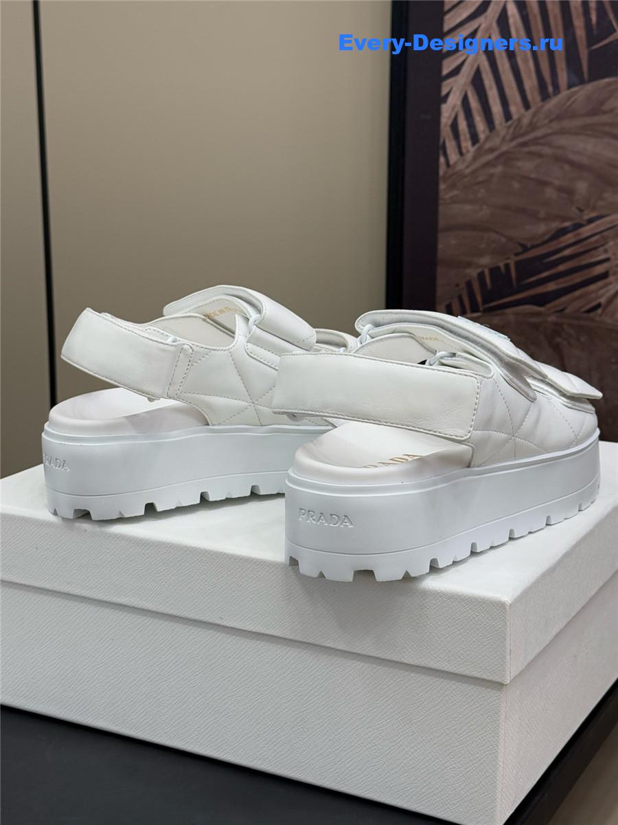 Pra*a white padded nappa leather sandals