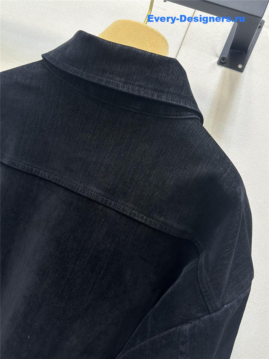 Miu Miu Velvet Zip-Up Denim Jacket