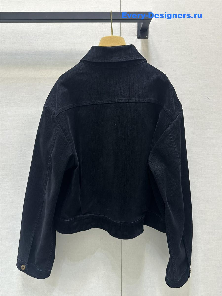 Miu Miu Velvet Zip-Up Denim Jacket