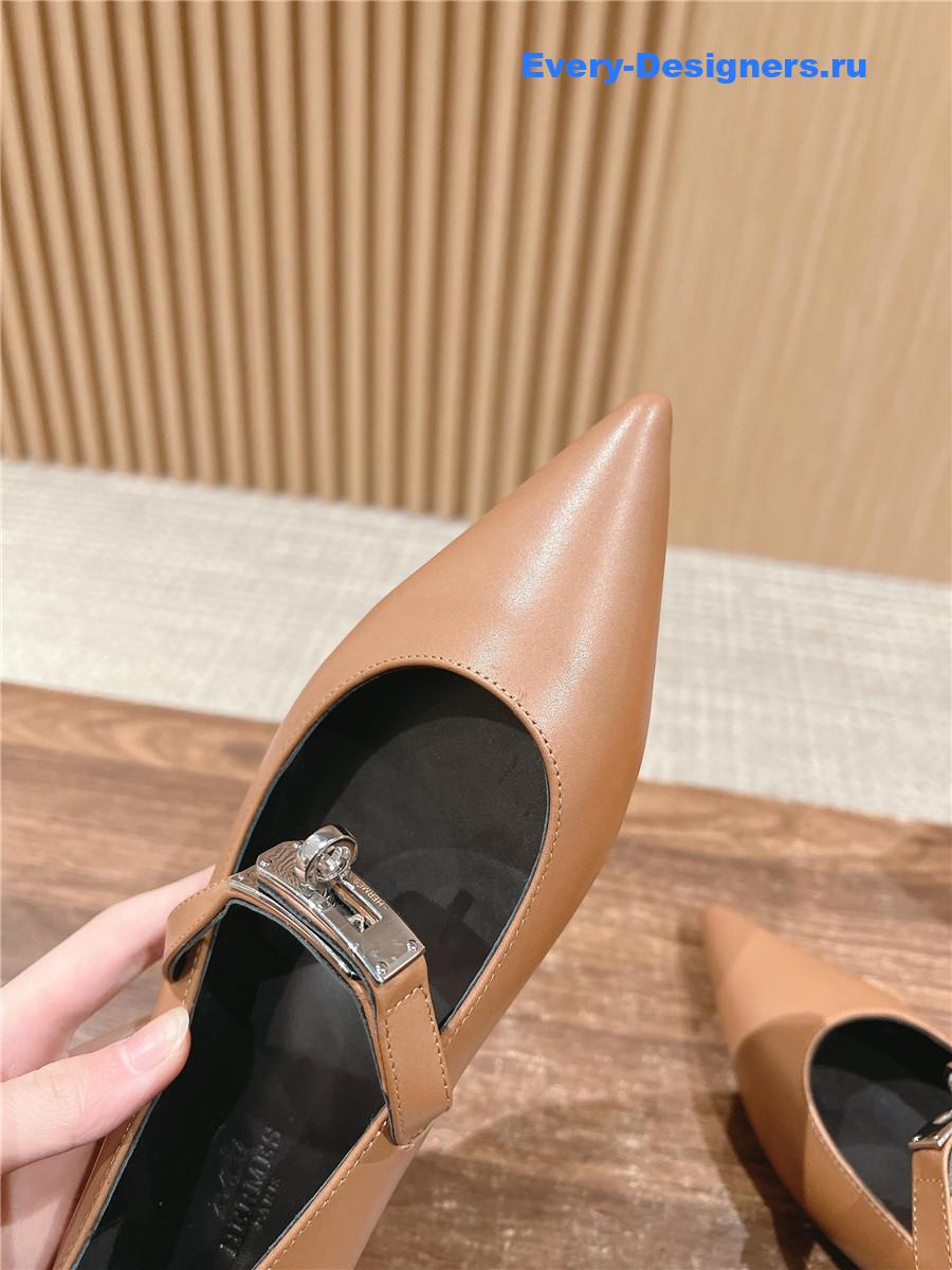 H**me5 brown calfskin ballet flats for women