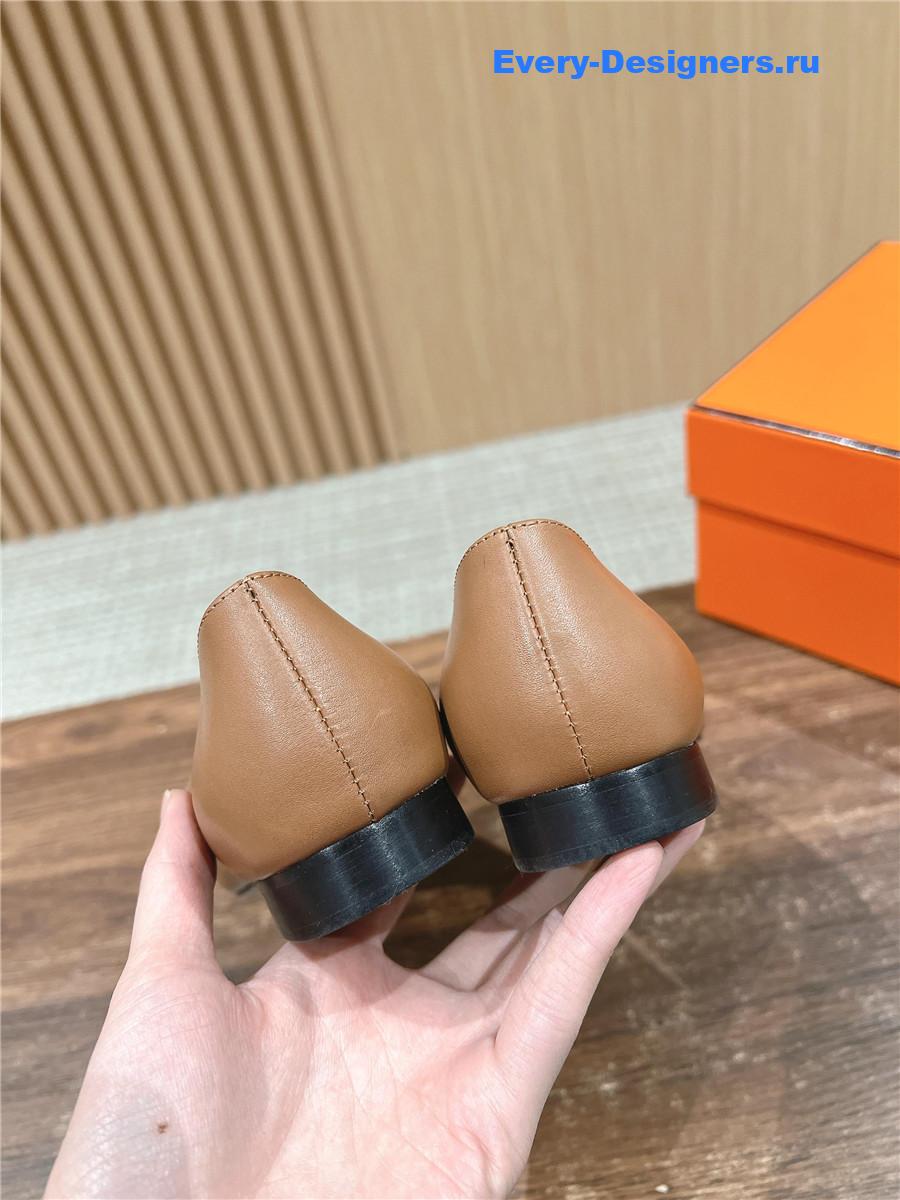 H**me5 brown calfskin ballet flats for women