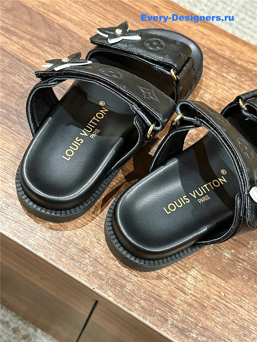 l0vis Vvtt0n lv sunset flat comfort mule in black