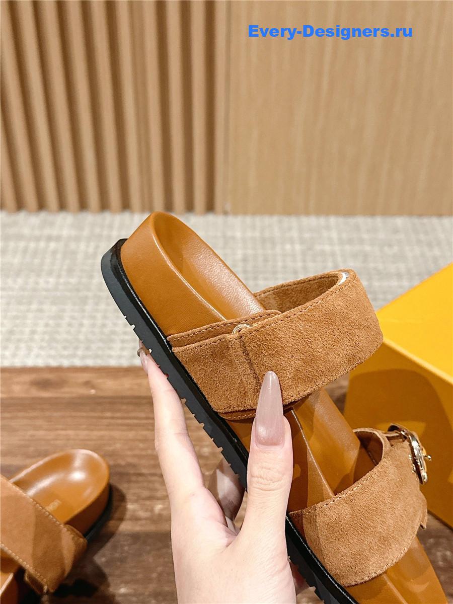l0vis Vvtt0n lv sunset flat comfort mule in brown