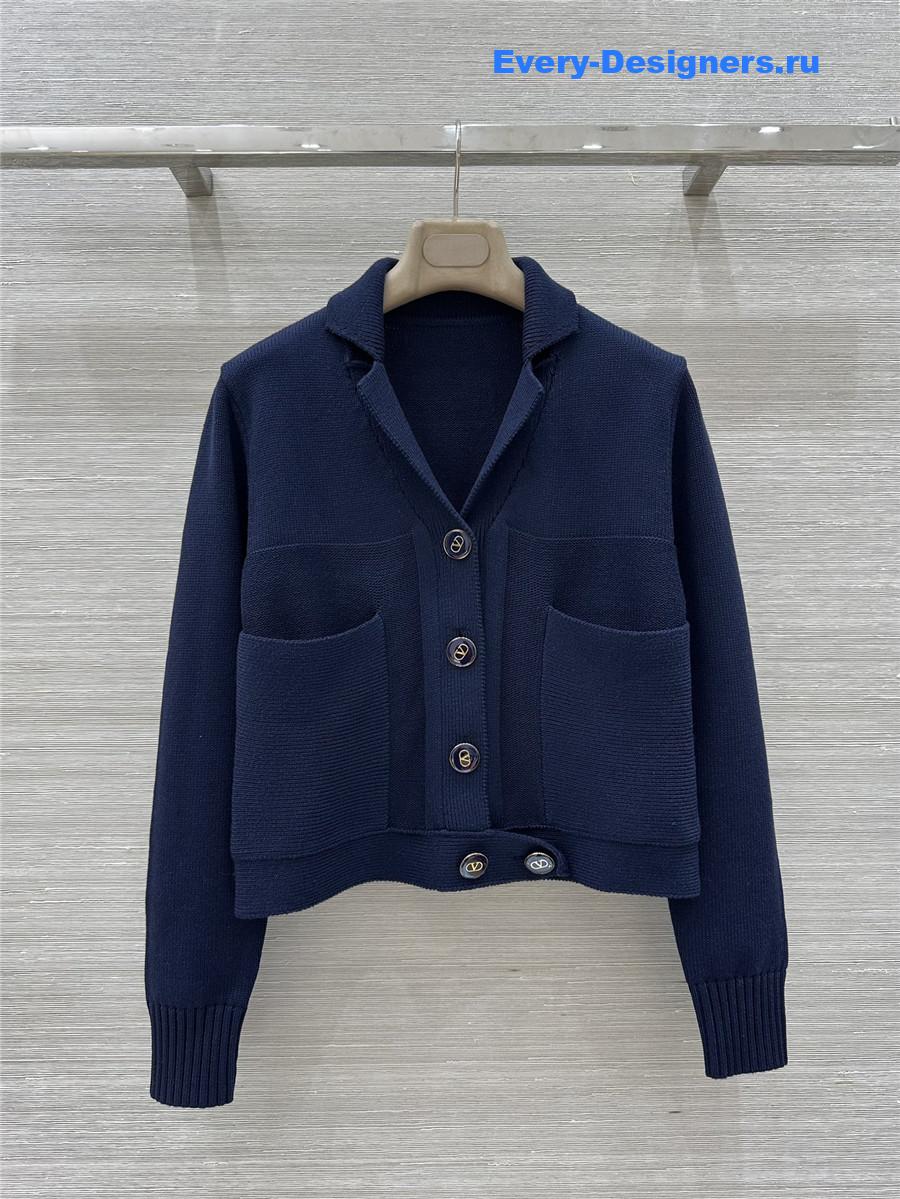 Va1e*ntin0 blue v-neck knitted jacket