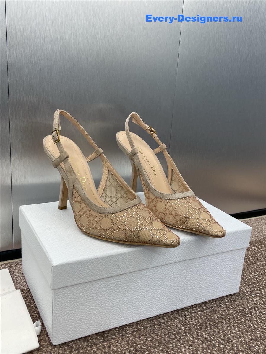 D10r beige mesh slingback pump