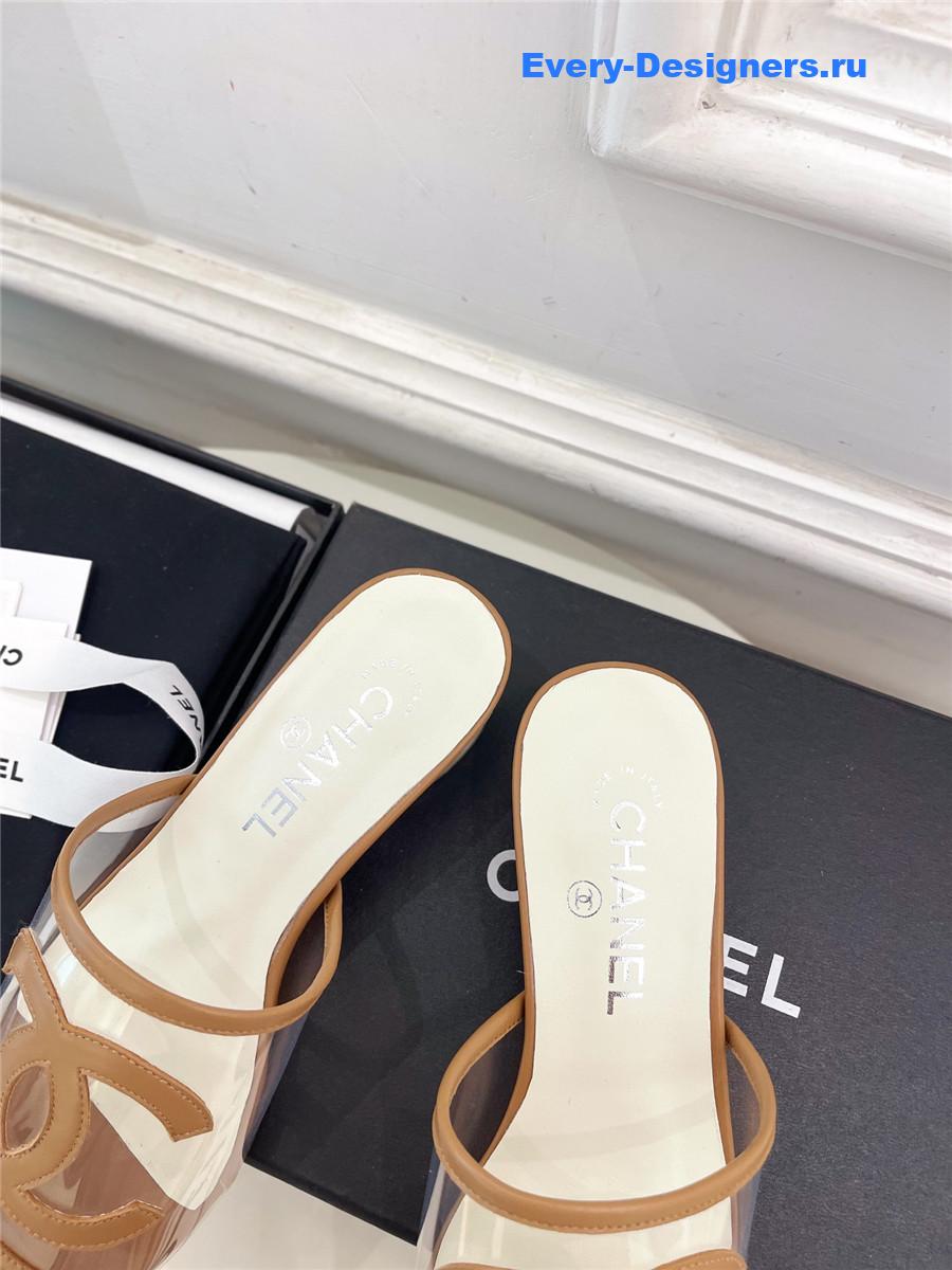 Ch**el pvc patent leather cc slides