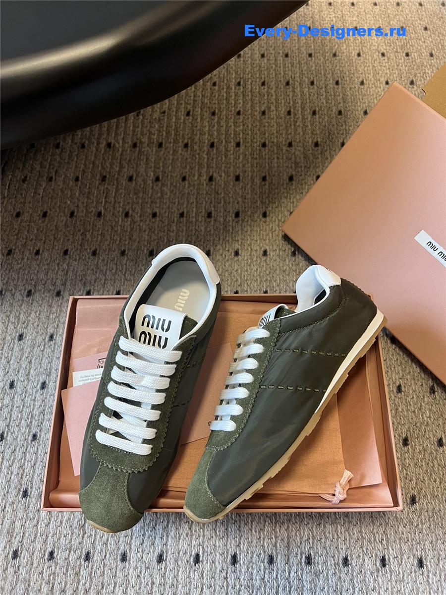 Miu Miu Green Nylon Suede Sneakers