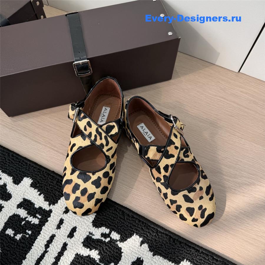 Alaïa Leopard Criss-Cross Flats