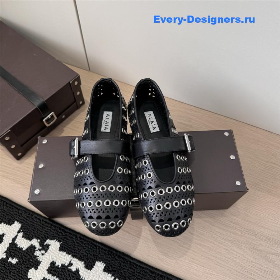Alaïa black cutout Mary Jane flats