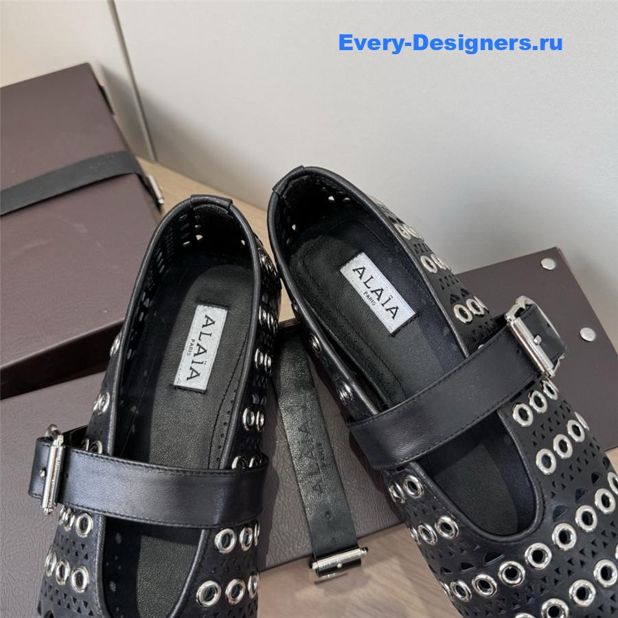 Alaïa black cutout Mary Jane flats