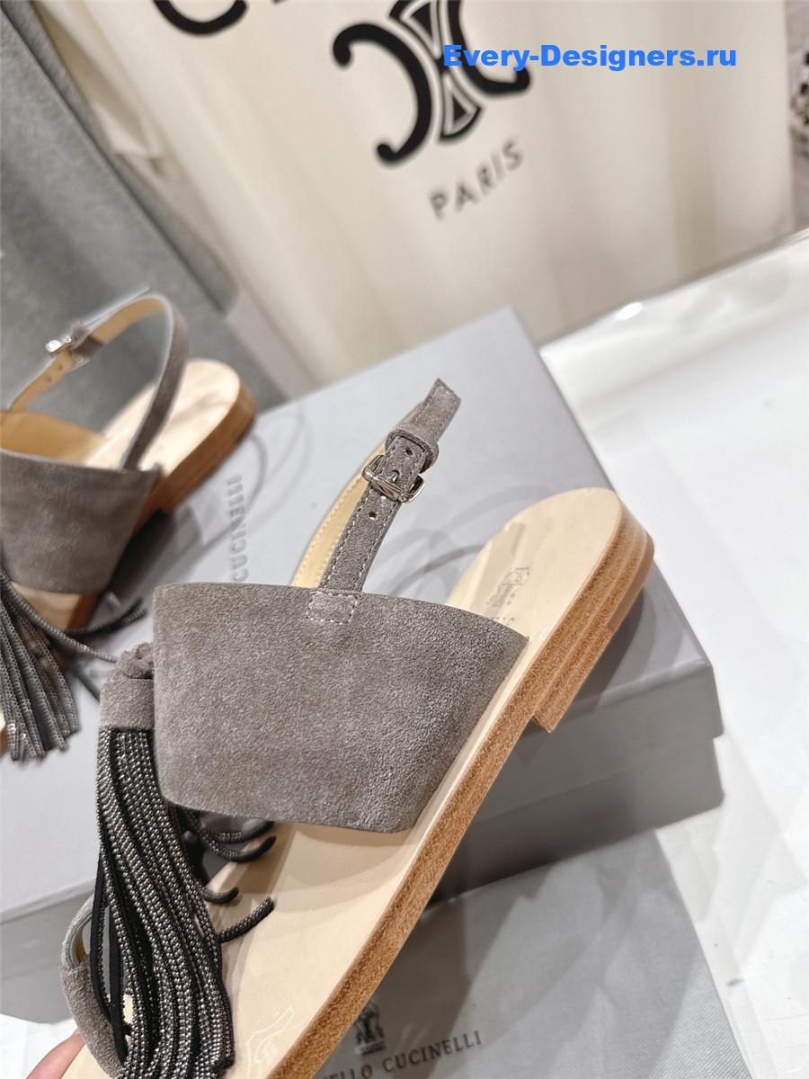 BC Gray Tassel Sandals