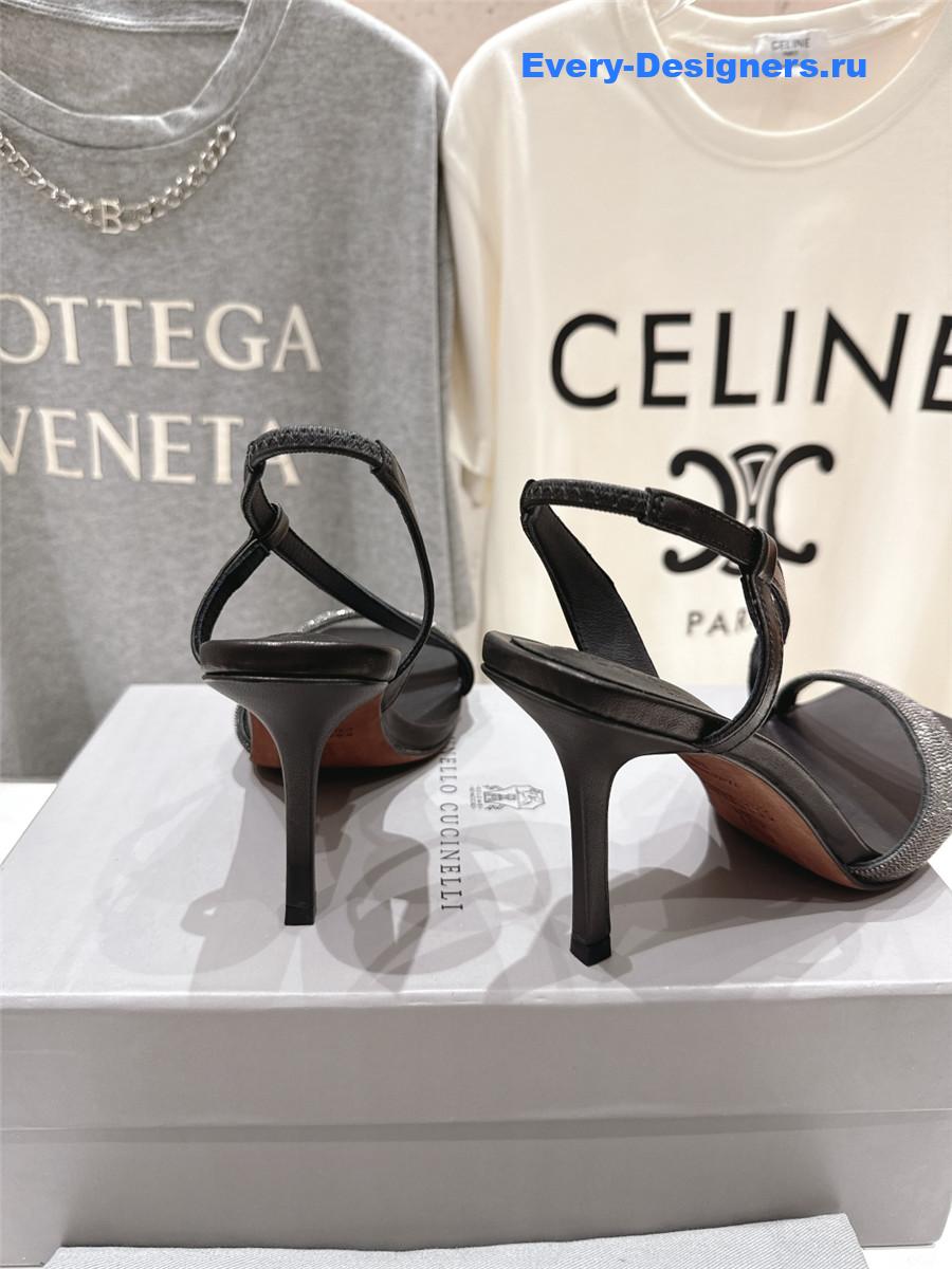 BC Black Beaded Slingback Pumps