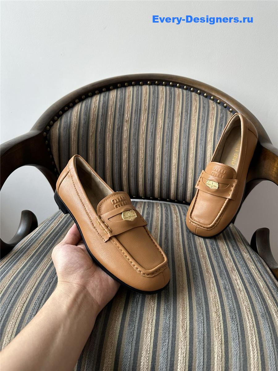 Miu Miu Brown Leather Penny Loafers